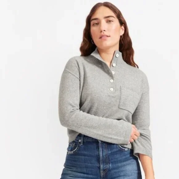 Everlane Sweaters Everlane Recashmere Button Mockneck Sweater
